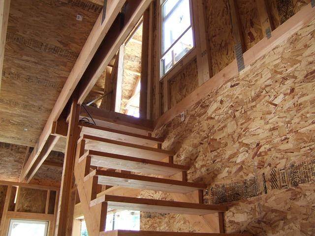 Staairs and upstairs door and window are in!