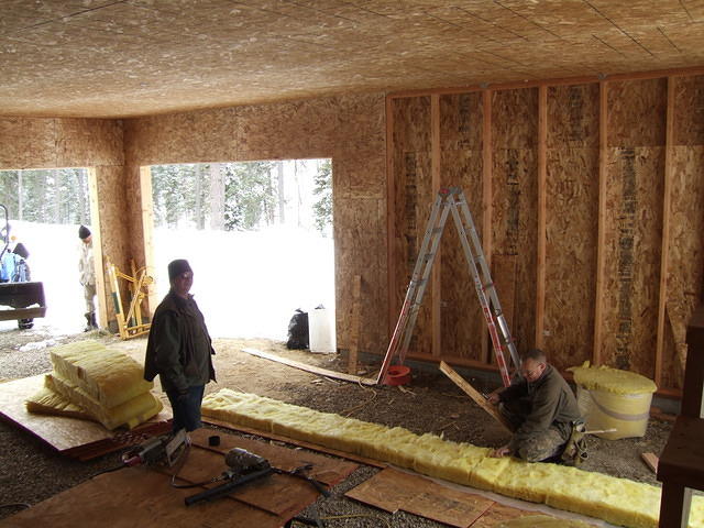Just this short span to insulate an add osb and the first floor is all done except for doors!