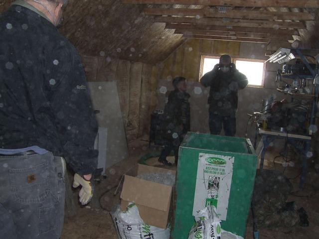 Blowing insulation between the floors was hard and dirty!