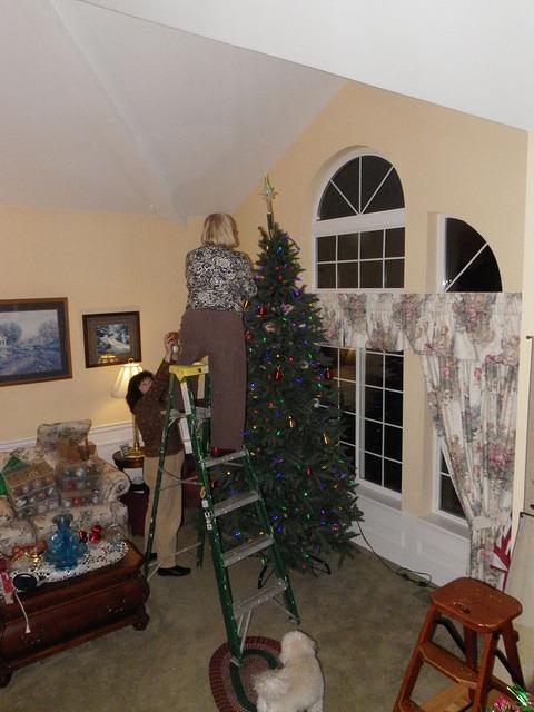 A ladder is needed in order to put the star on top.