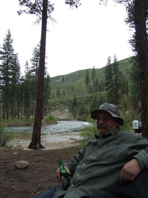 We are all packed up, tired and wet. Time for some beer!  Relaxing before the two hour drive home.