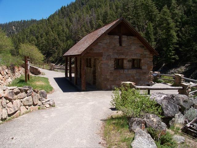 Past Stanley going towards Challs. a hot springs bath house built by the CCC.
