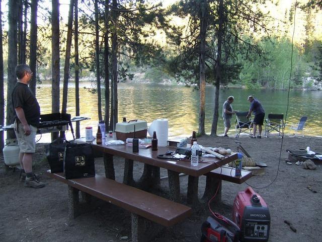 We fished a bit. Dan caught the chair, and Paul helped get the hook out.