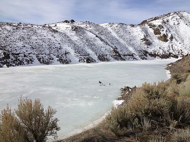 An Ice fisherman on the way to Beatty in Nevada