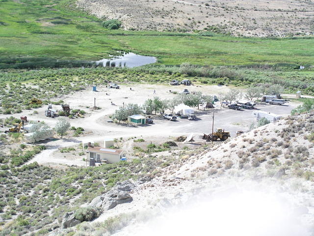Looking down at the campground from a high hill. It is next to a federal wet lands area.