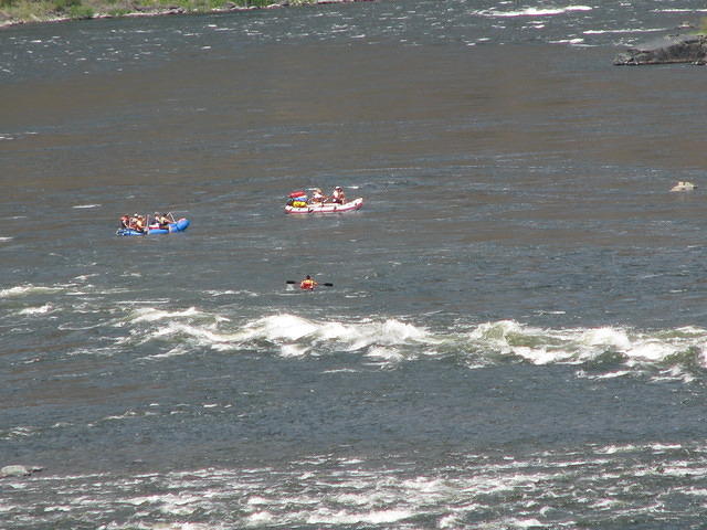 These boats are taking a 70 mile trip through the canyon. Probably going through many more rapids.