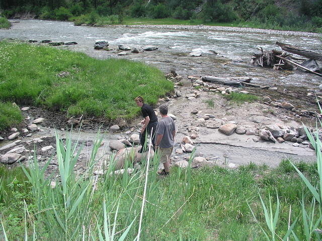 Curtis and Anthony at hot springs by the middle fork of the Boise River.