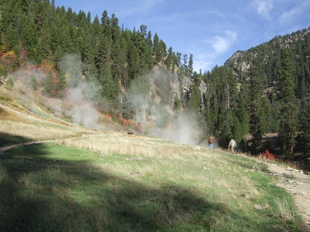 The hot springs are a way from the campground, but they are pretty when you walk up to them.