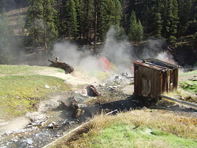 The shack by the hot springs. The pipe brings in the hot water.