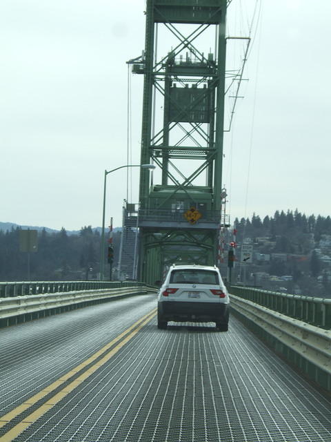 This is the bridge we crossed going into Hood River, OR. I wouldn't want to drive a big vehicle on this narrow bridge.