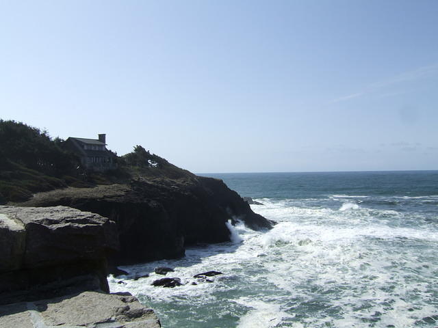 This house overlooks the ocean. It would be a great place to vacation at! It is across the small bay the previous bridge crosses