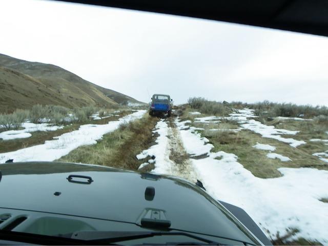 While Christain worked we went on a trip up a long hill. There was a little snow.