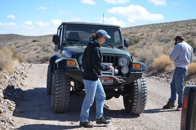 Taking a break on the road.