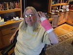 Jane's dressing after carpel tunnel surgery.