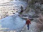 Curtis and Paul walk by the creek.