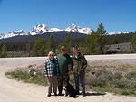 Jane, Curtis and Anthony posing in front of the Sawtooths.