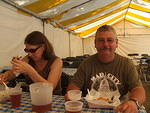 Curtis and Sally eat lunch at the Greek Orthodox festival near Sally's house where we stayed.