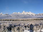 Driving past the Tetons; they are misted over.