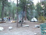 The tents are up, and the much needed campfire is burning. It gets very cold at night.