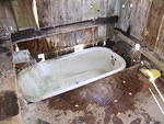 There is an old bathtub in the shed you can use. The water never stops running and never gets cold. i think the water comes in a