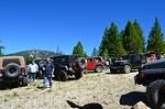 Many Jeeps parked and ready to look down at Yellow Pine.