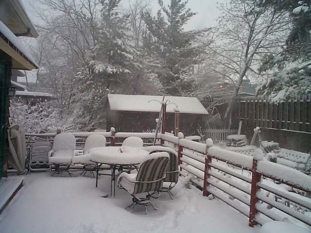 Deck during snow storm April 7 2000